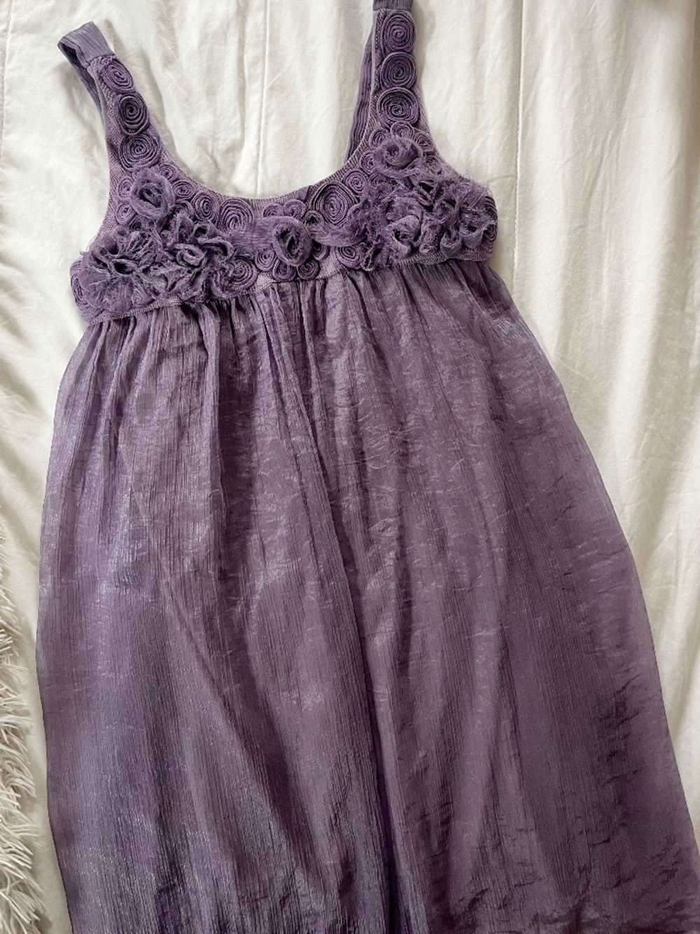 VINTAGE y2k Sam & Max purple fairy core rosette crinkle babydoll tank top M